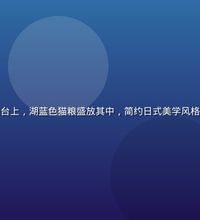 精致陶瓷猫碗摆放在大理石餐台上，湖蓝色猫粮盛放其中，简约日式美学风格，喵绅士精品猫餐具生活场景